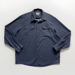 Wrangler Shirt Men 2XT Blue Vtg‎ Denim Long Sleeve Button Down Flex Comfort